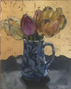 Tulpen mit Blattgold  40x50