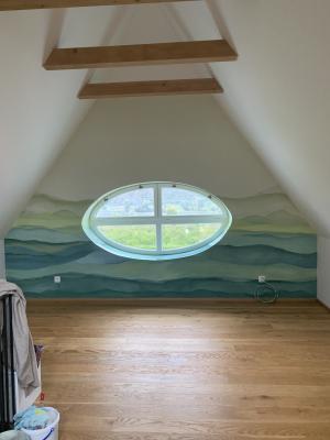 Giebelwand in Silikattechnik bei Tageslicht